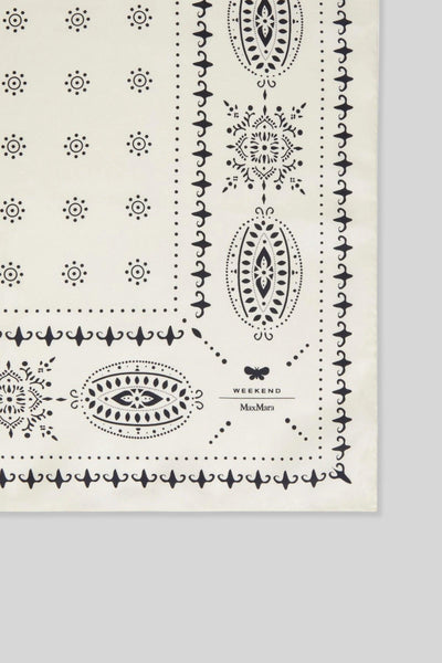 Max Mara Foulard In Seta Stampata Avorio Donna