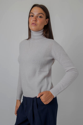 Maglia Dolcevita Cashmere/seta Perla Donna - 5