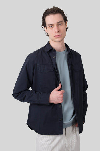 Overshirt In Gabardina Organic Blu Scuro Uomo - 3