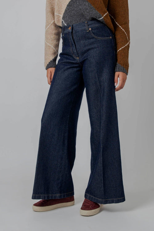 Jeans Wide Leg Denim Scuro Donna