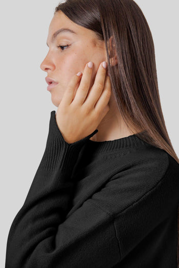 Maglia Girocollo Lana Cashmere Nero Donna - 4