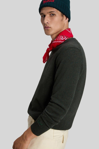 Maglia Girocollo Lambswool Verde Uomo - 2