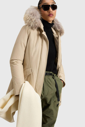 Arctic Parka In Ramar Cloth Con Pelliccia Rimovibile Beige Chiaro Donna - 3