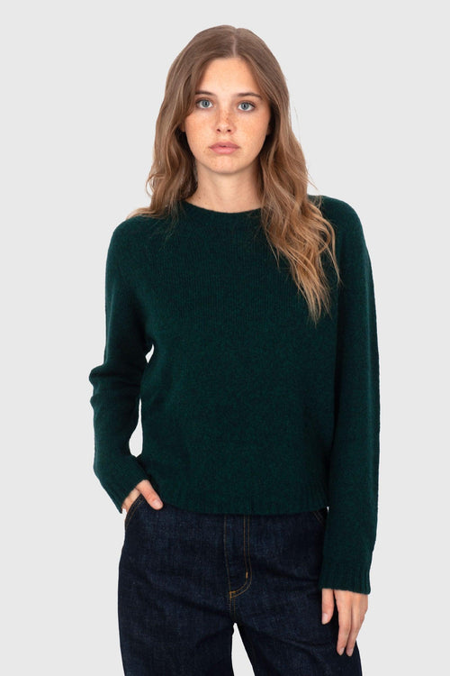 Maglia Girocollo Verde Scuro Donna