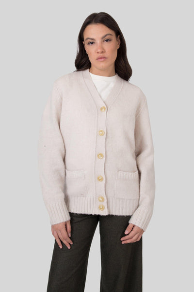 Cardigan In Lana Shetland Panna Donna