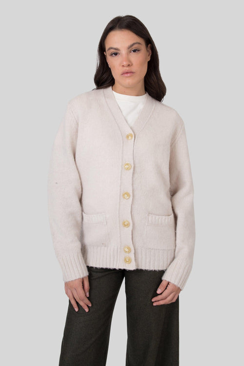 Cardigan In Lana Shetland Panna Donna