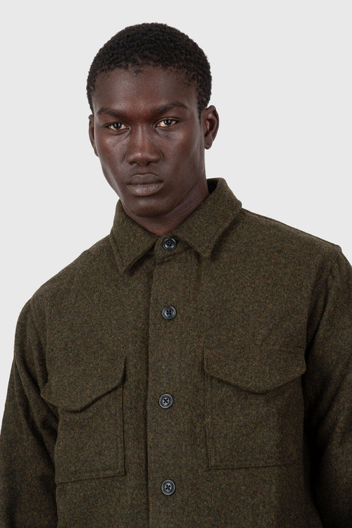 Wool Jac-shirt Verde Militare Uomo - 2