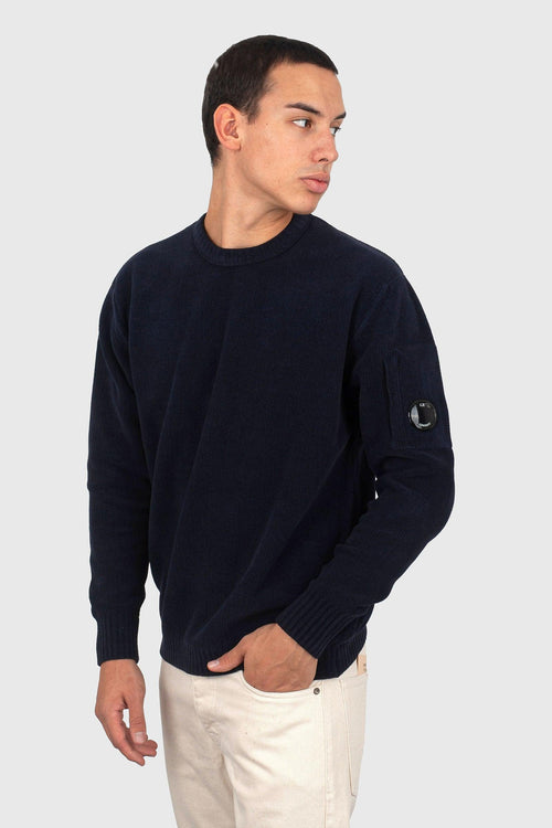 Maglia Cotton Chenille Crewneck Blu Uomo