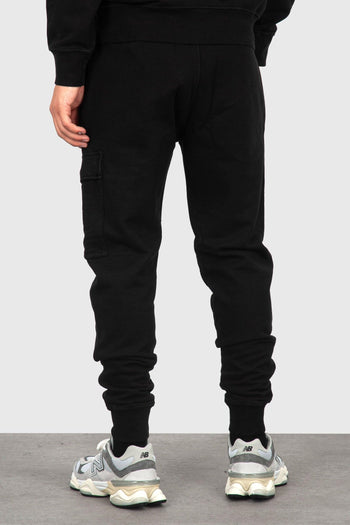 Pantalone Cargo Brushed And Emerized Diagonal Fleece Nero Uomo - 4