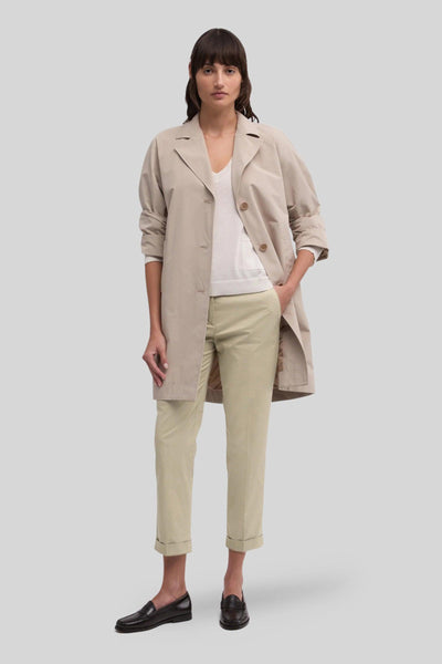 Pantalone In Twill Di Cotone Stretch Beige Donna