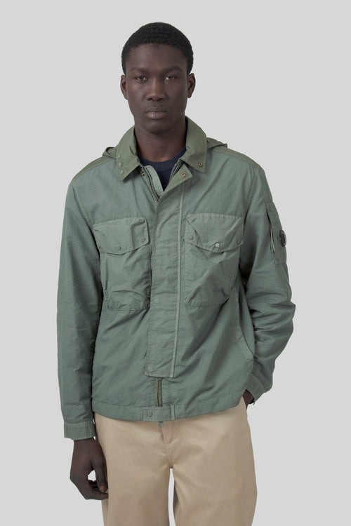 Overshirt Flatt Nylon Mixed Goggle Verde Uomo