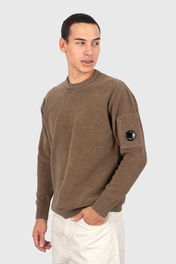 Maglia Cotton Chenille Crewneck Khaki Uomo - 3