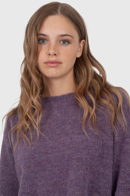 Maglia Girocollo Crop Viola Donna - 2