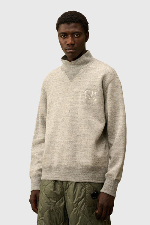 Felpa Japanese Mélange Fleece Logo Funnel Neck Grigio Melange Uomo