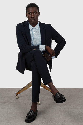 Oxford Jacquard Open Shirt Bianco/blu Uomo - 3