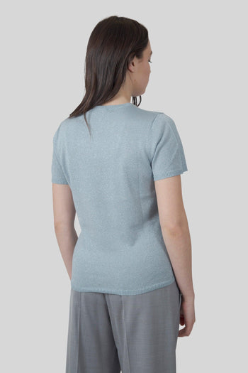 Maglia Maria Glitter Verde Acqua Donna - 5