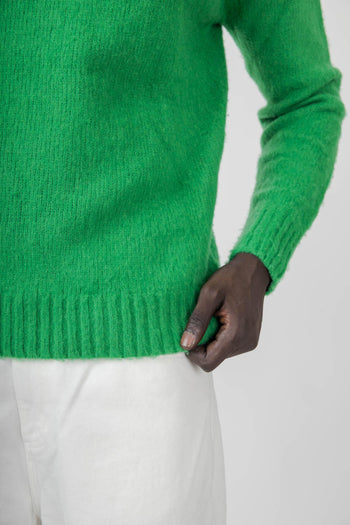 Maglia Girocollo In Lana Shetland Verde Smeraldo Uomo - 5