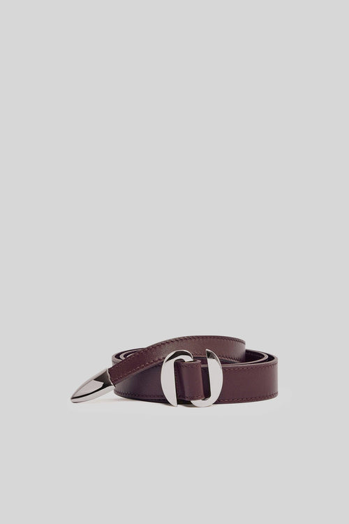 Cintura Punta Lunga In Pelle Nappa Bordeaux Donna