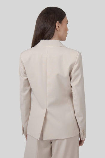 Max Mara Blazer In Lana Stretch Lamine Avorio Donna - 4