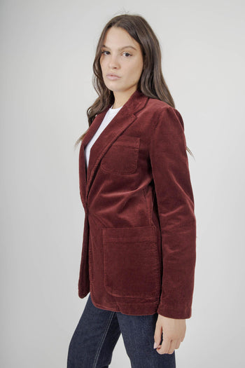 Blazer In Velluto A Coste Bordeaux Donna - 5