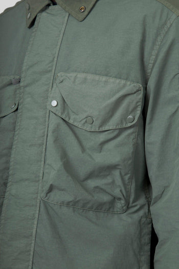 Overshirt Flatt Nylon Mixed Goggle Verde Uomo - 6