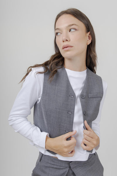 Gilet Amber Grigio Melange Donna