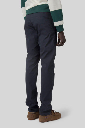 Pantalone Chino In Popeline Comfort Blu Navy Uomo - 5