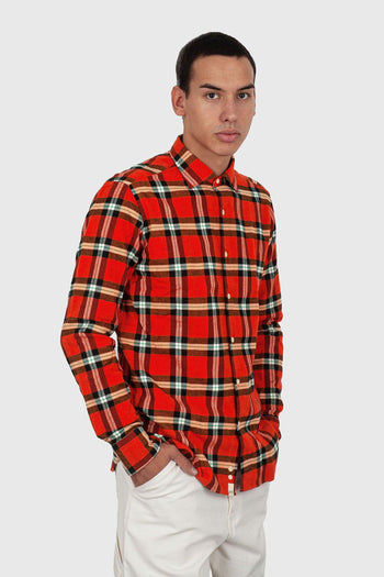 Camicia Check Flanella Arancio Uomo - 3