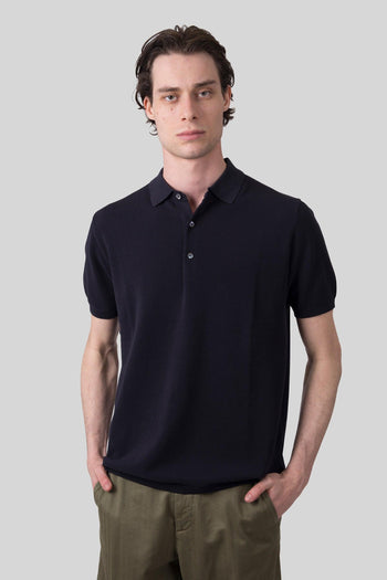 Polo In Cotone Punto Piquet Blu Uomo - 6