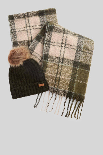 Saltburn Set Regalo Beanie & Sciarpa Verde/beige Donna