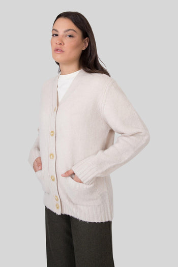 Cardigan In Lana Shetland Panna Donna - 5