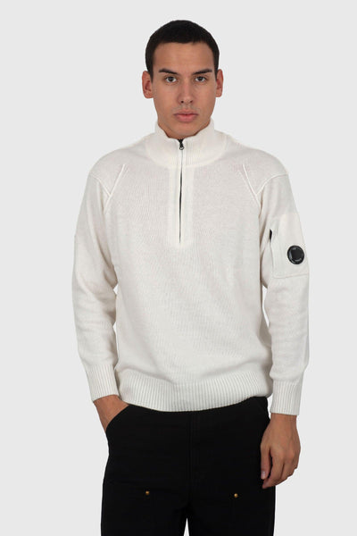 Maglia Lambswool Grs Half Zipped Bianco Uomo