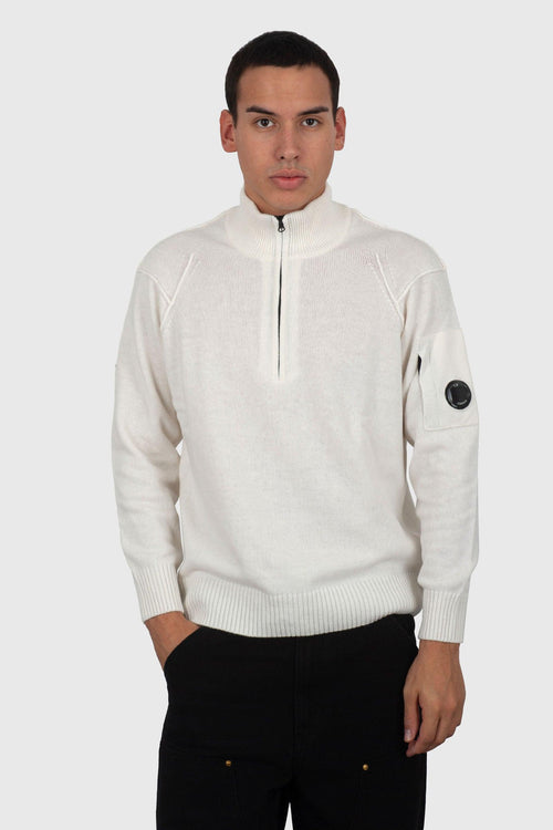 Maglia Lambswool Grs Half Zipped Bianco Uomo