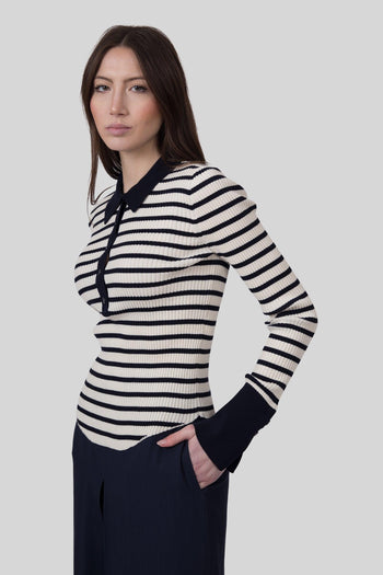 Polo Aida Beige/blu Donna - 2