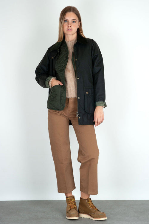 Tain Wax Jacket Sage Verde Scuro Donna - 2