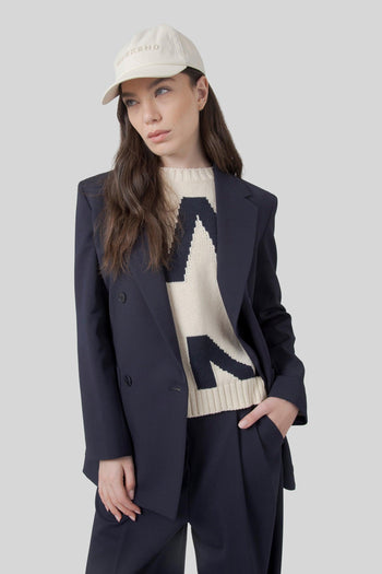 Max Mara Blazer Doppiopetto In Lana Tecnica Veloce Blu Donna - 5
