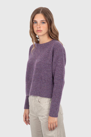 Maglia Girocollo Crop Viola Donna - 3