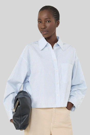 Max Mara Camicia Eden In Popeline Bianco/azzurro Donna - 3