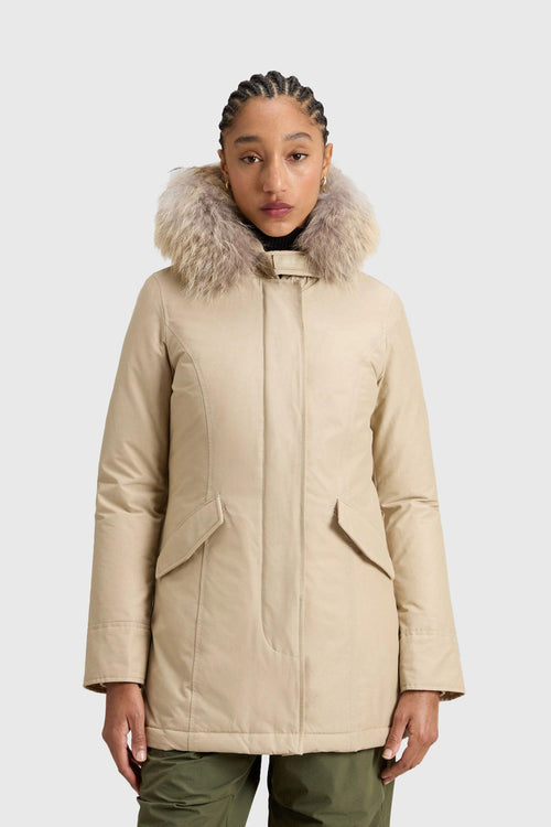 Arctic Parka In Ramar Cloth Con Pelliccia Rimovibile Beige Chiaro Donna