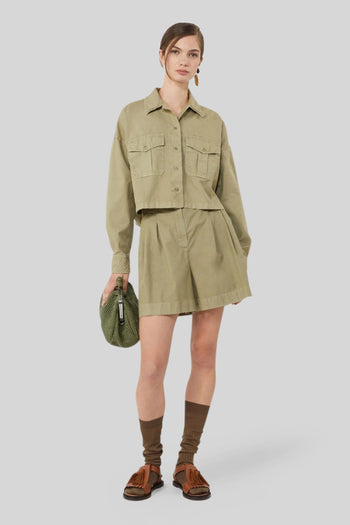Max Mara Camicia In Panama Di Cotone Accenni Verde Oliva Donna - 2