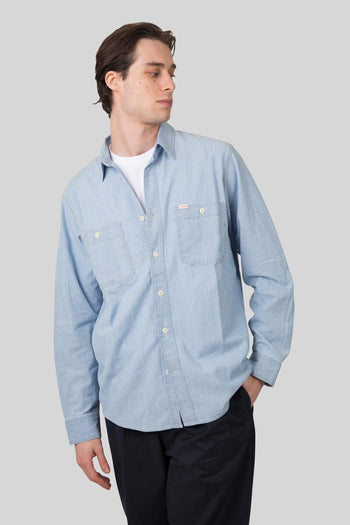 Chambray Cpo Shirt Blu Chiaro Uomo - 3