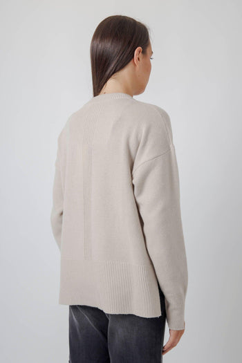 Maglia Girocollo Lana Cashmere Beige Donna - 3