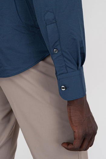 Camicia Oxford Jacquard Blu Scuro Uomo - 5