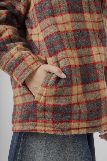 Camicia Check In Lana Shetland Rosso Donna - 5