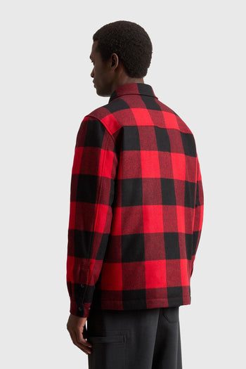 Overshirt Alaskan Wool Check Nero/rosso Uomo - 3