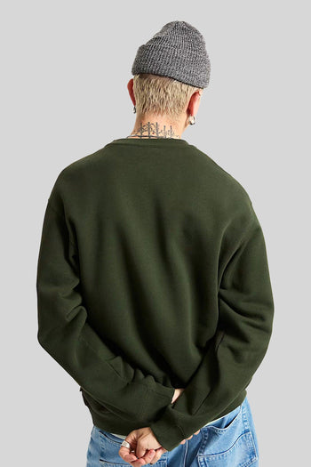 "off The Wall" Felpa Left Chest Ii Loose Crew Verde Uomo - 5