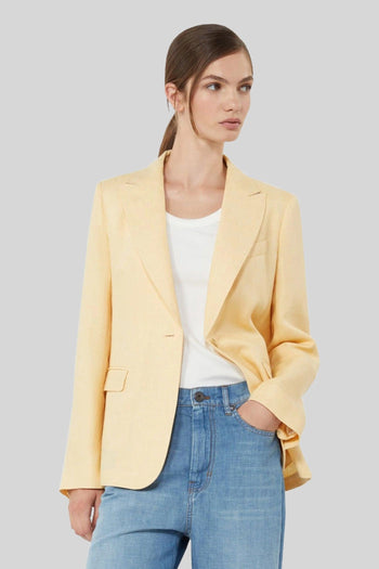 Max Mara Blazer In Canvas Di Lino Nalut Giallo Donna - 3