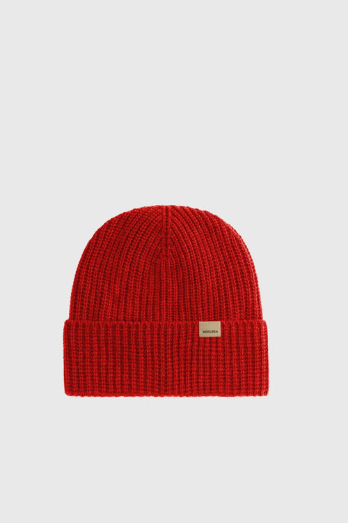 Knitted Ribbed Beanie Rosso Unisex