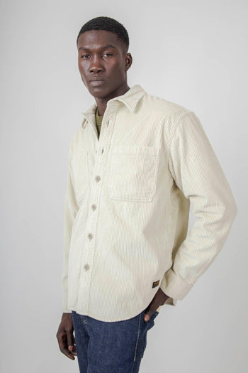 6-wale Corduroy Shirt Khaki Uomo - 4