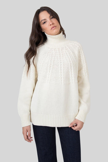 Maglia Fairisle Turtleneck Panna Donna - 2